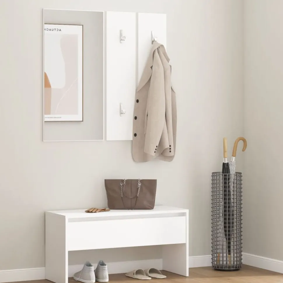 vidaXL Garderobe set bewerkt hout wit