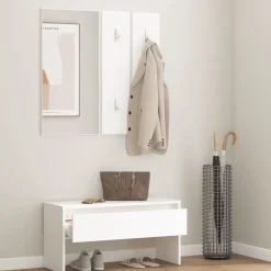 vidaXL Garderobe set bewerkt hout wit