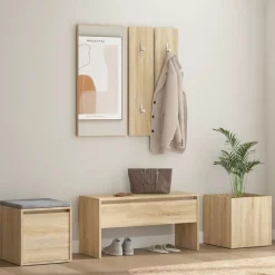 vidaXL Garderobe set bewerkt hout sonoma eikenkleurig