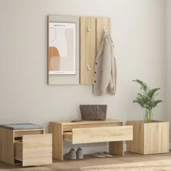 vidaXL Garderobe set bewerkt hout sonoma eikenkleurig