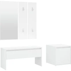 vidaXL Garderobe set bewerkt hout wit
