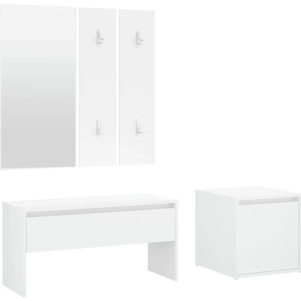 vidaXL Garderobe set bewerkt hout wit