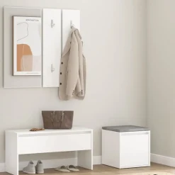 vidaXL Garderobe set bewerkt hout wit