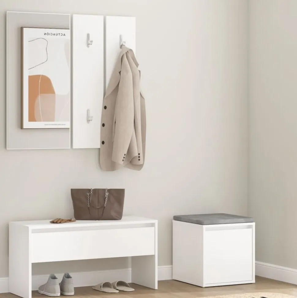 vidaXL Garderobe set bewerkt hout wit