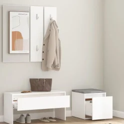 vidaXL Garderobe set bewerkt hout wit
