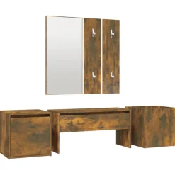 vidaXL Garderobe set bewerkt hout gerookt eikenkleurig