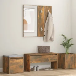 vidaXL Garderobe set bewerkt hout gerookt eikenkleurig