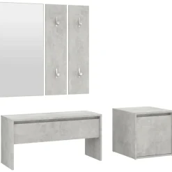 vidaXL Garderobe set bewerkt hout betongrijs