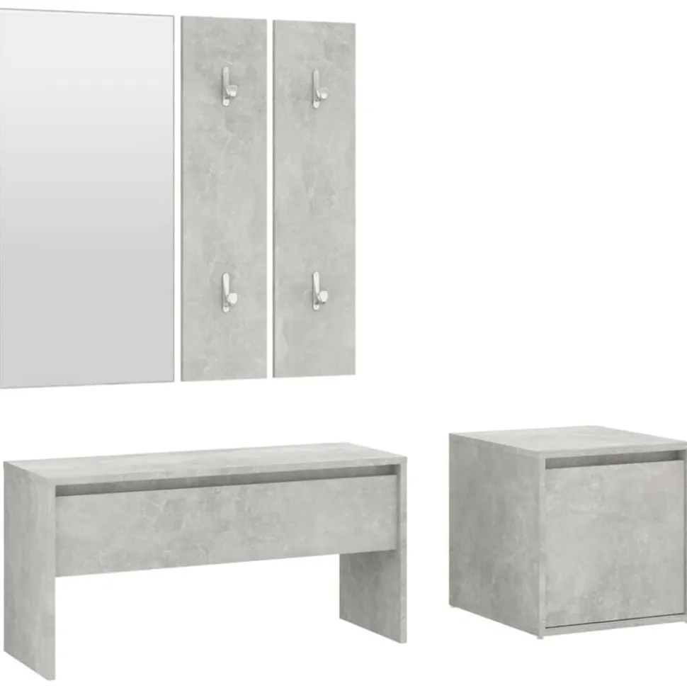 vidaXL Garderobe set bewerkt hout betongrijs