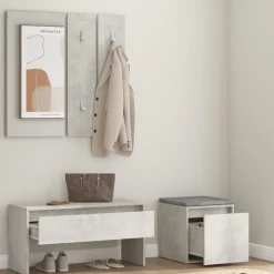 vidaXL Garderobe set bewerkt hout betongrijs