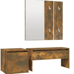 vidaXL Garderobe set bewerkt hout gerookt eikenkleurig