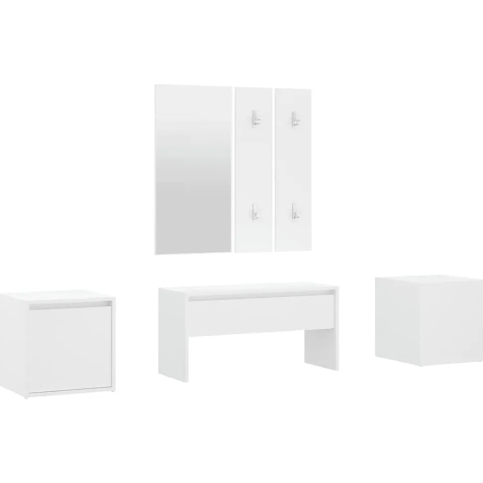 vidaXL Garderobe set bewerkt hout wit