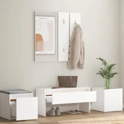 vidaXL Garderobe set bewerkt hout wit