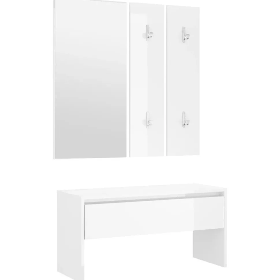 vidaXL Garderobe set bewerkt hout hoogglans wit