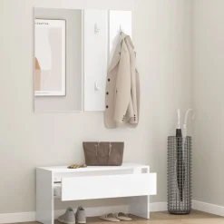 vidaXL Garderobe set bewerkt hout hoogglans wit