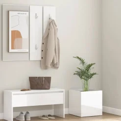 vidaXL Garderobe set bewerkt hout hoogglans wit