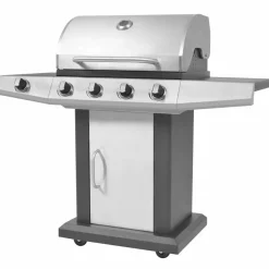 vidaXL Gas Barbecue Grill met wiel Zilver Staal met Metaal Slang