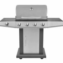 vidaXL Gas Barbecue Grill met wiel Zilver Staal met Metaal Slang