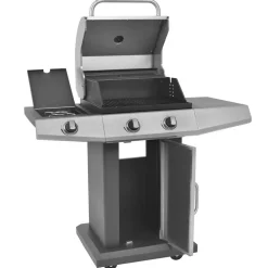 vidaXL Gas Grill met Branders met wiel Zilver Staal met Metaal Slang