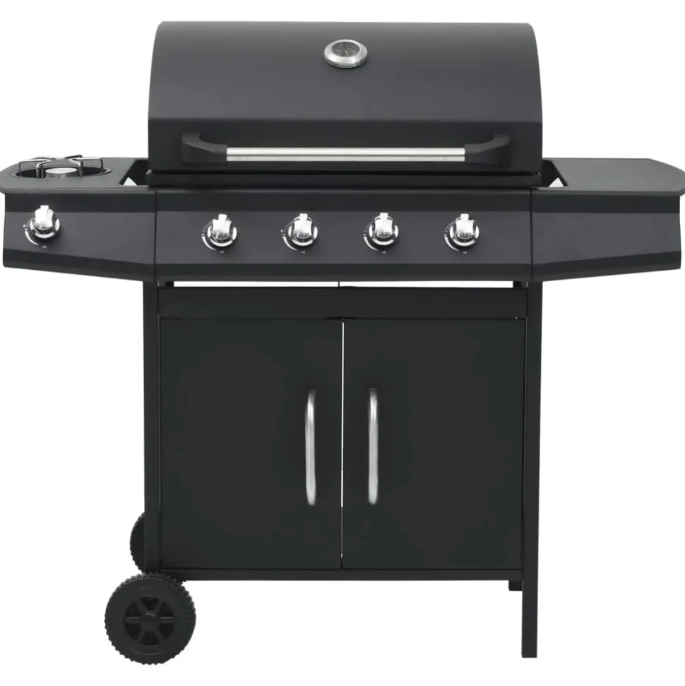 vidaXL Gasbarbecue 4+1 kookzone staal zwart