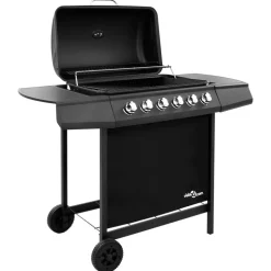 vidaXL Gasbarbecue met 6 branders zwart