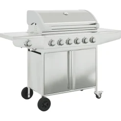 vidaXL Gasbarbecue met 7 branders roestvrij staal zilverkleurig