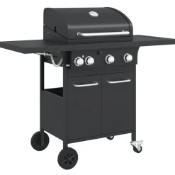 vidaXL Gasbarbecue met 4 branders gepoedercoat staal zwart