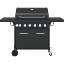 vidaXL Gasbarbecue met 7 branders gepoedercoat staal zwart