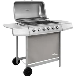 vidaXL Gasbarbecue met 6 branders zilverkleurig