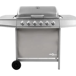vidaXL Gasbarbecue met 6 branders zilverkleurig