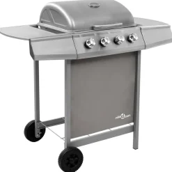 vidaXL Gasbarbecue met 4 branders zilverkleurig