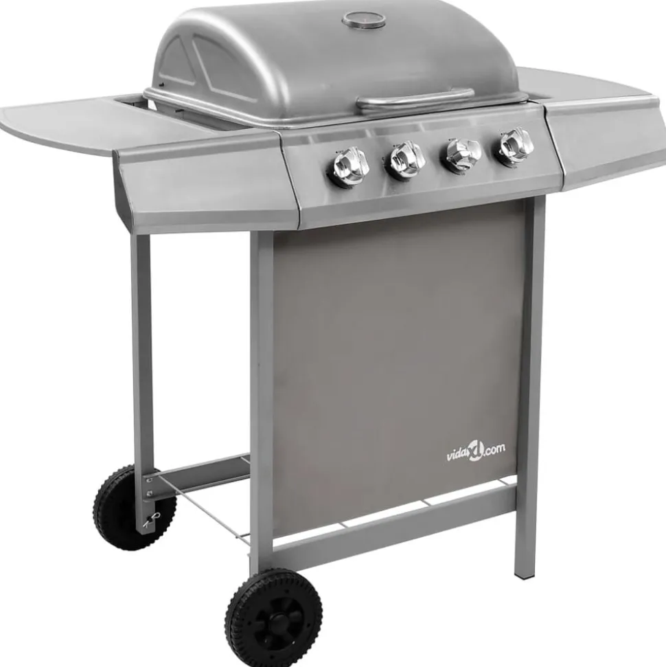 vidaXL Gasbarbecue met 4 branders zilverkleurig