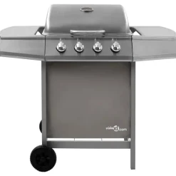 vidaXL Gasbarbecue met 4 branders zilverkleurig