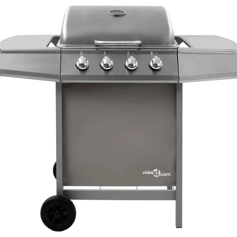 vidaXL Gasbarbecue met 4 branders zilverkleurig