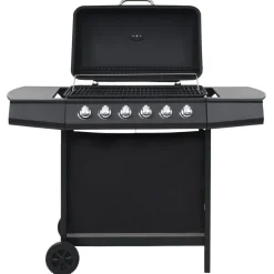 vidaXL Gasbarbecue met 6 kookzones staal zwart