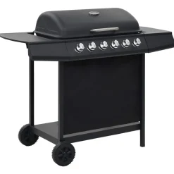 vidaXL Gasbarbecue met 6 kookzones staal zwart