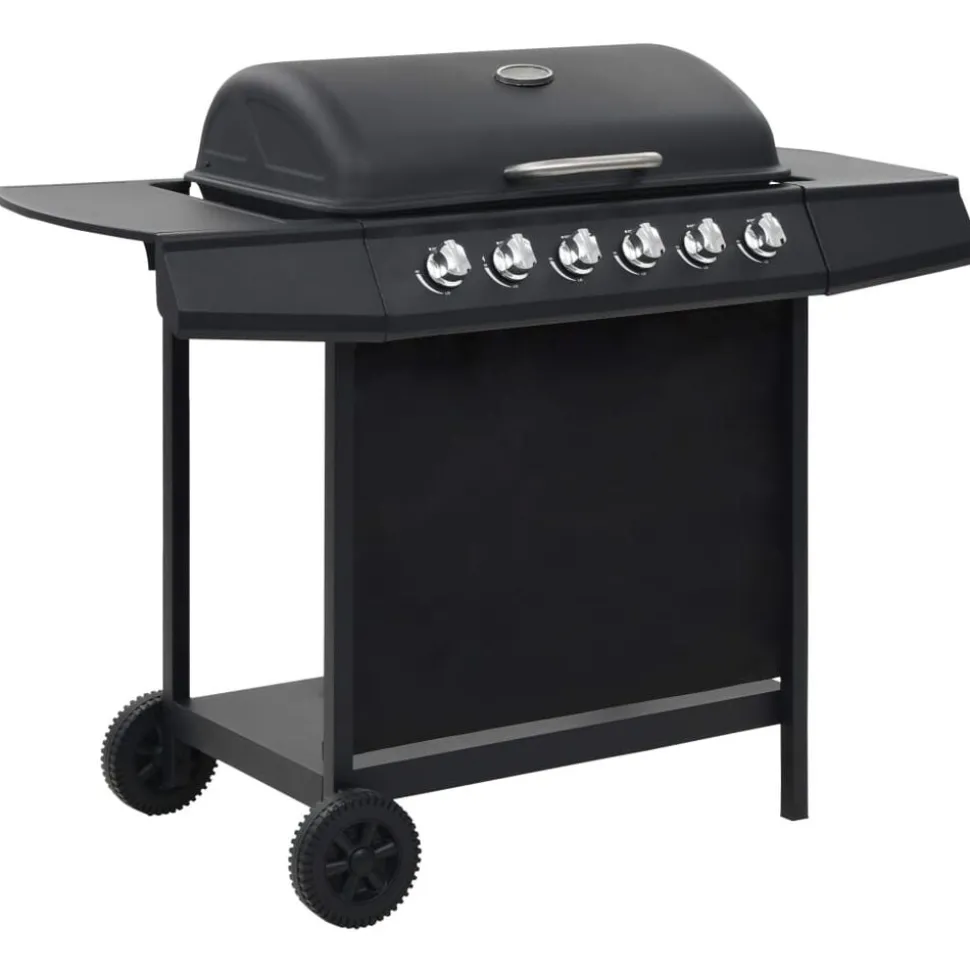 vidaXL Gasbarbecue met 6 kookzones staal zwart