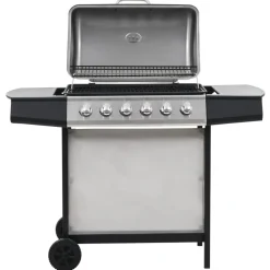 vidaXL Gasbarbecue met 6 kookzones roestvrij staal zilverkleurig