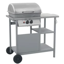 vidaXL Gasbarbecue met 3-laags zijtafel zwart en zilverkleurig