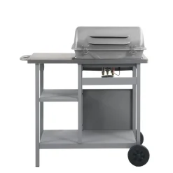 vidaXL Gasbarbecue met 3-laags zijtafel zwart en zilverkleurig