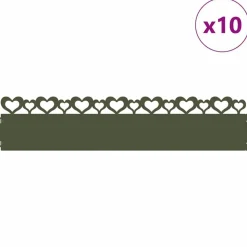 vidaXL Gazonranden 10 pcs Olijf Groen 103 x 0,05 x 22 cm Staal