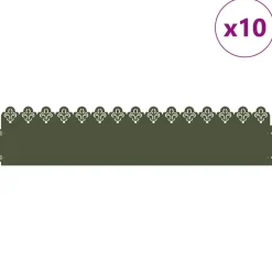 vidaXL Gazonranden 10 pcs Olijf Groen 103 x 0,05 x 22 cm Staal