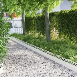 vidaXL Gazonranden 10 pcs Wit 103 x 0,05 x 22 cm Staal