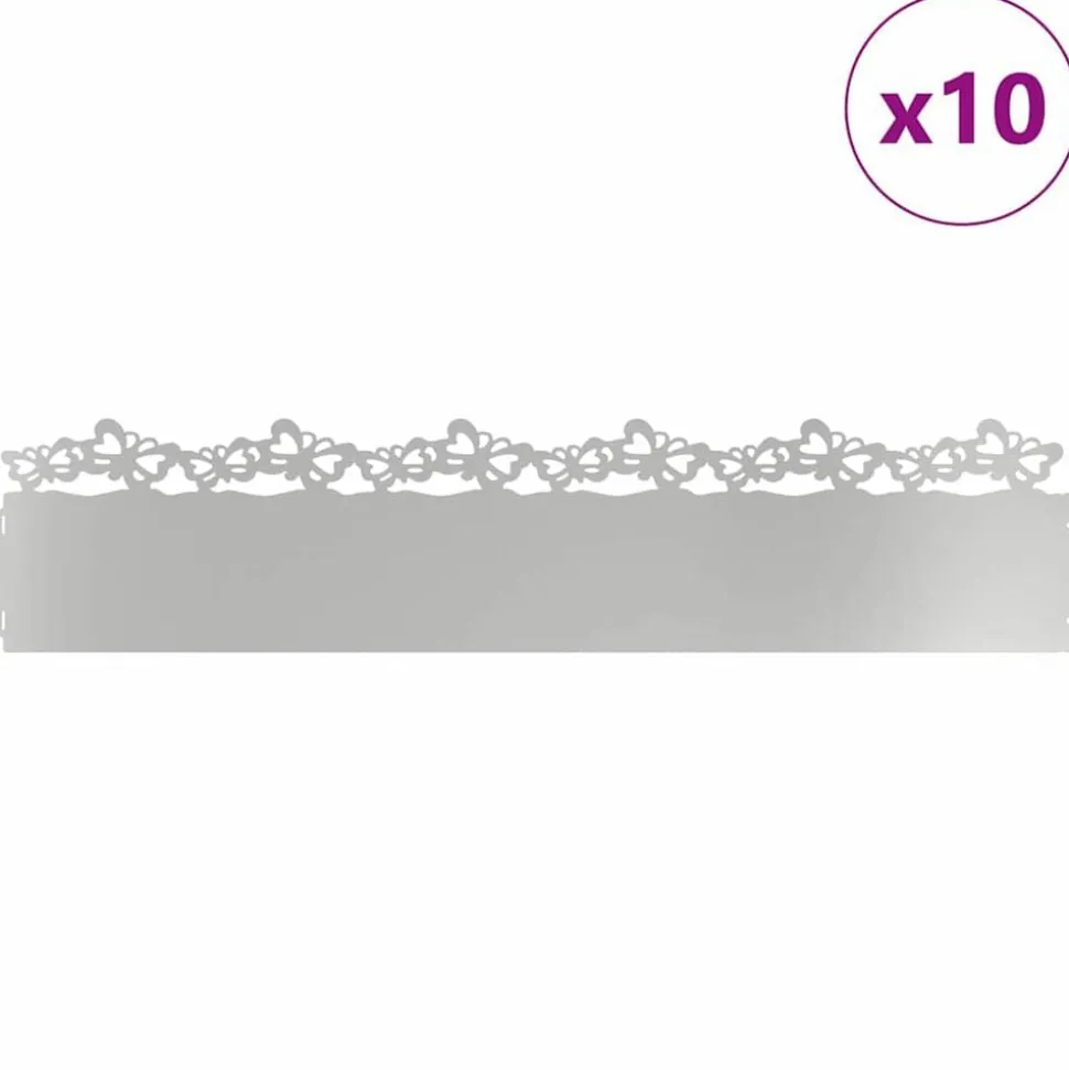 vidaXL Gazonranden 10 pcs Zilver 103 x 0,05 x 22 cm