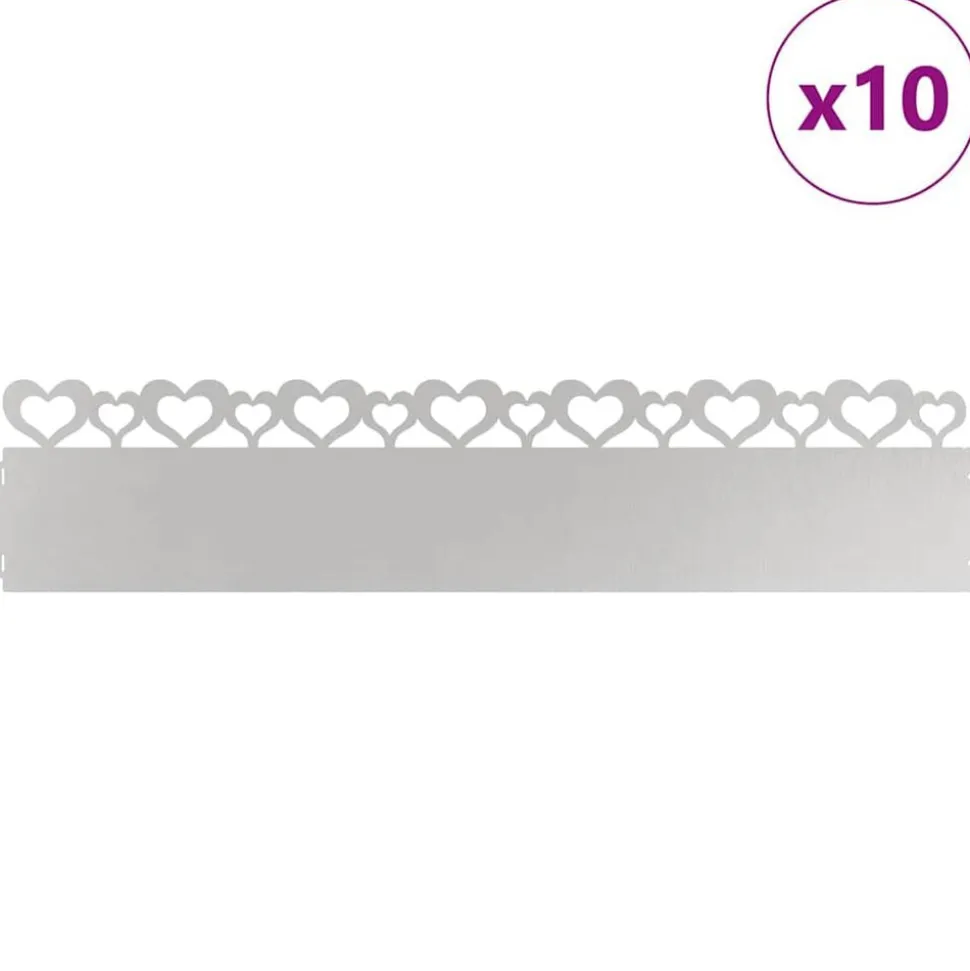 vidaXL Gazonranden 10 pcs Zilver 103 x 0,05 x 22 cm Roestvrij staal