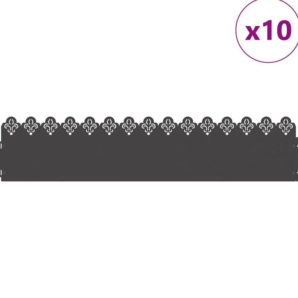 vidaXL Gazonranden 10 pcs Zwart 103 x 0,05 x 22 cm Staal