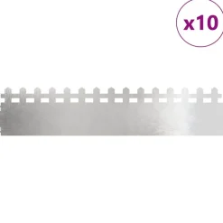 vidaXL Gazonranden 10 pcs Zilver 103 x 0,05 x 22 cm Roestvrij staal