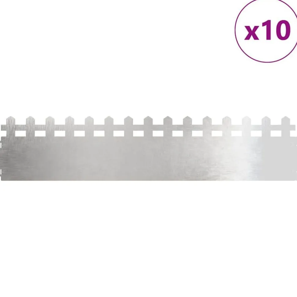 vidaXL Gazonranden 10 pcs Zilver 103 x 0,05 x 22 cm Roestvrij staal