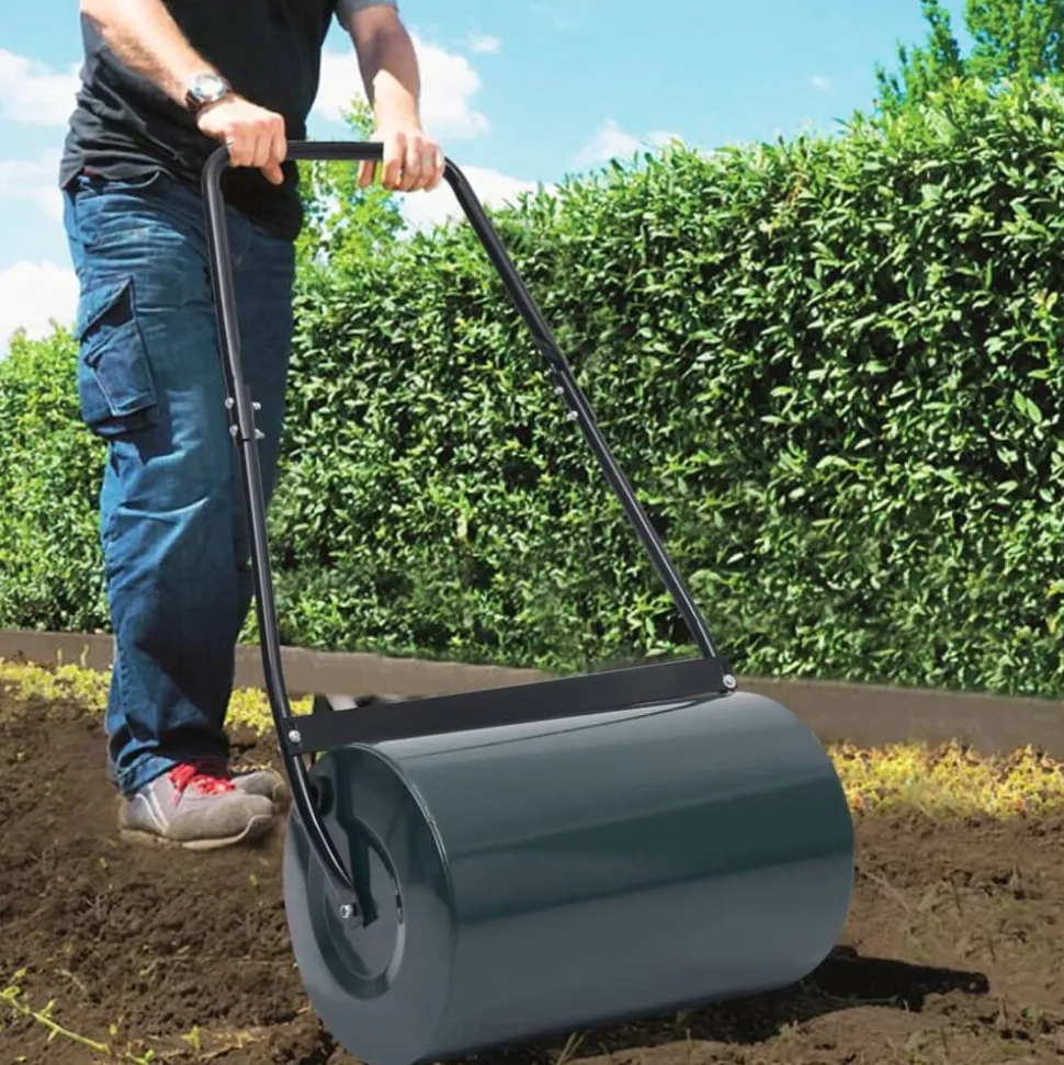 vidaXL Gazonroller 50 L 63 cm groen en zwart