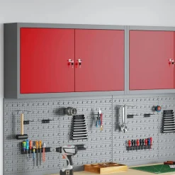 vidaXL Gereedschapskast met plank Rood en Grijs 50 x 20 x 55 cm